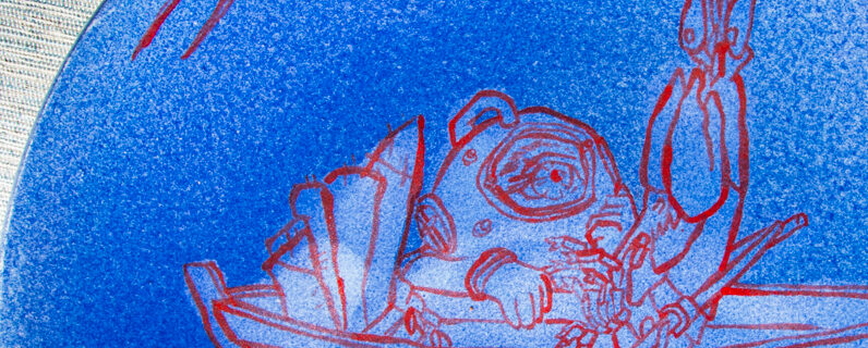 Mu homard barque mer céramique assiette scaphandrier étrange